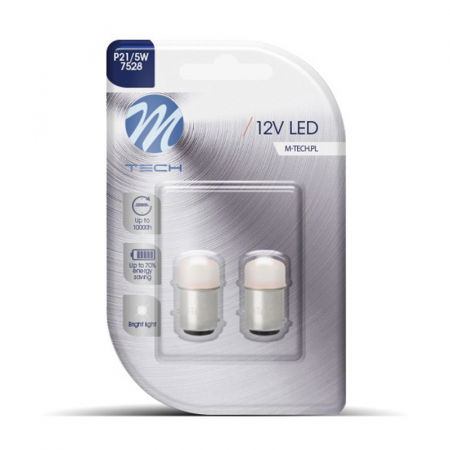 Set 2 bucati bec LED, BAY15d, P21/5W, 5mm, 12V, Rosu  LB038R