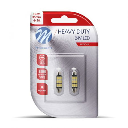 Set 2 bucati bec LED, C5W, 36mm, 24V, Alb  LB9815W