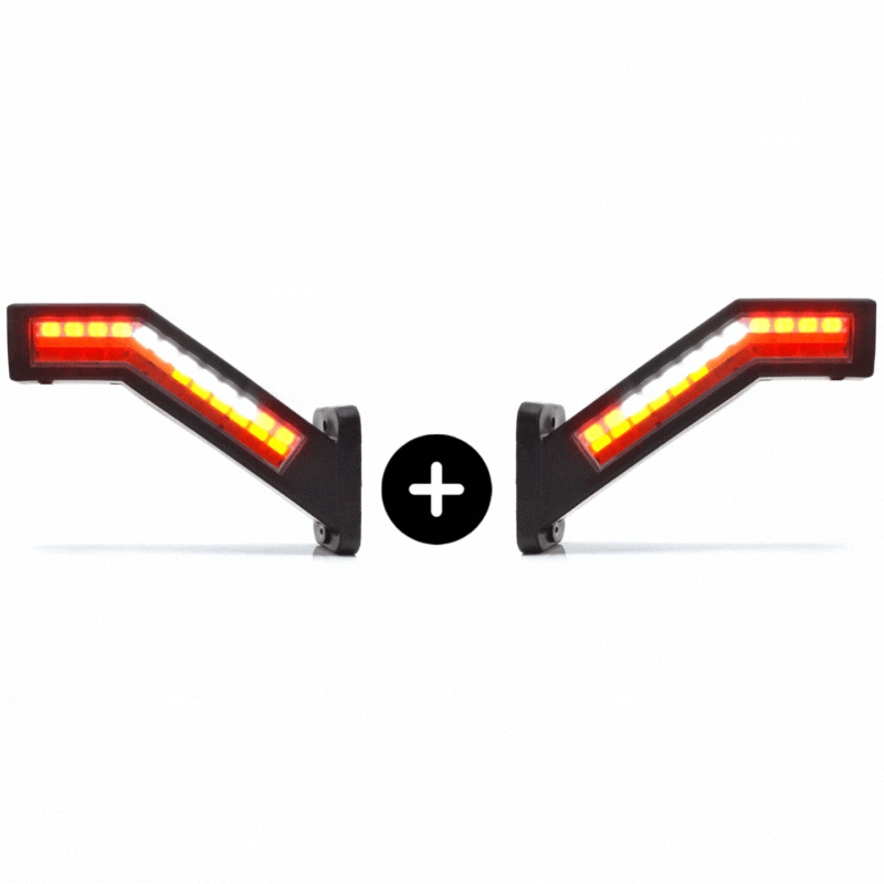 Set 2 lampi gabarit cu brat, 5 functii, semnalizare dinamica, 12-24V, IP 6K9K, 23.8cm, LED