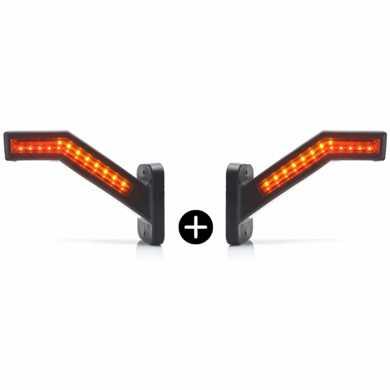 Set 2 lampi gabarit LED cu brat, semnalizare dinamica si stop, 12-24V, IP 66/68, 18.5cm