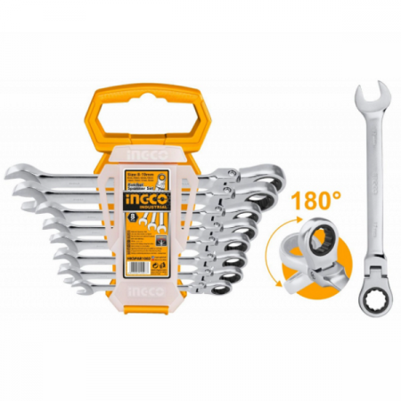 Scule si unelte - Set chei combinate cu clichet si cap flexibil, 8-19 mm