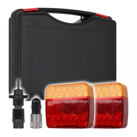 Lampi stop, semnalizare, Triple - Set de lampi stop, triple cu magnet Wireless, 5 functii, 10 x 10.05cm, 12V