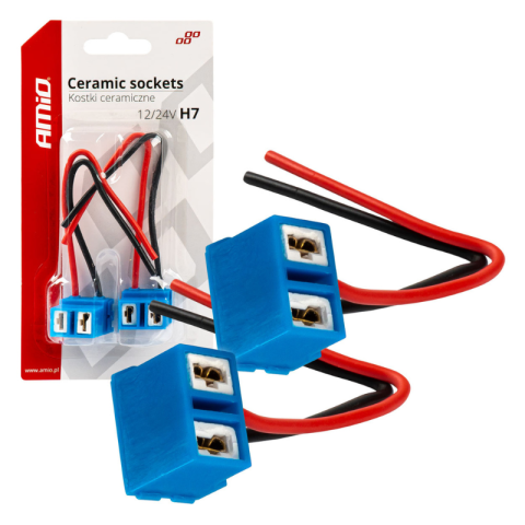 Electrice auto, camioane si remorci - Soclu Ceramic H7, Mufa Unghiulara Far 12/24V, Set 2 Bucati