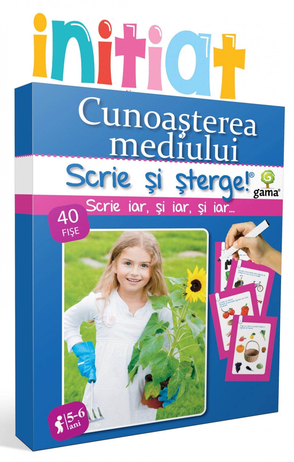 Jocuri litere si cifre - Cunoaşterea mediului, Scrie si Sterge, Editura Gama, 4-5 ani +