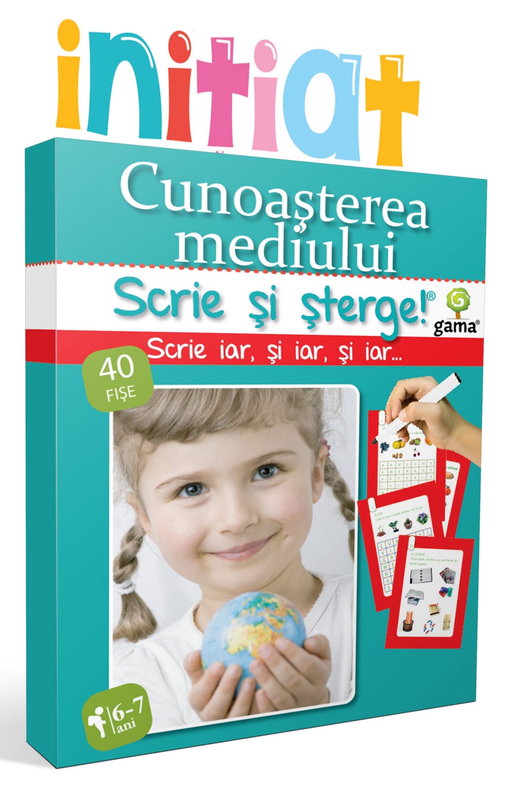 Jocuri litere si cifre - Cunoaşterea mediului, Editura Gama, 40 de fişe, 4-5 ani +