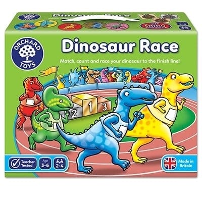 Jocuri litere si cifre - Joc de societate Intrecerea dinozaurilor Dinosaur Race, Orchard Toys, 2-3 ani +