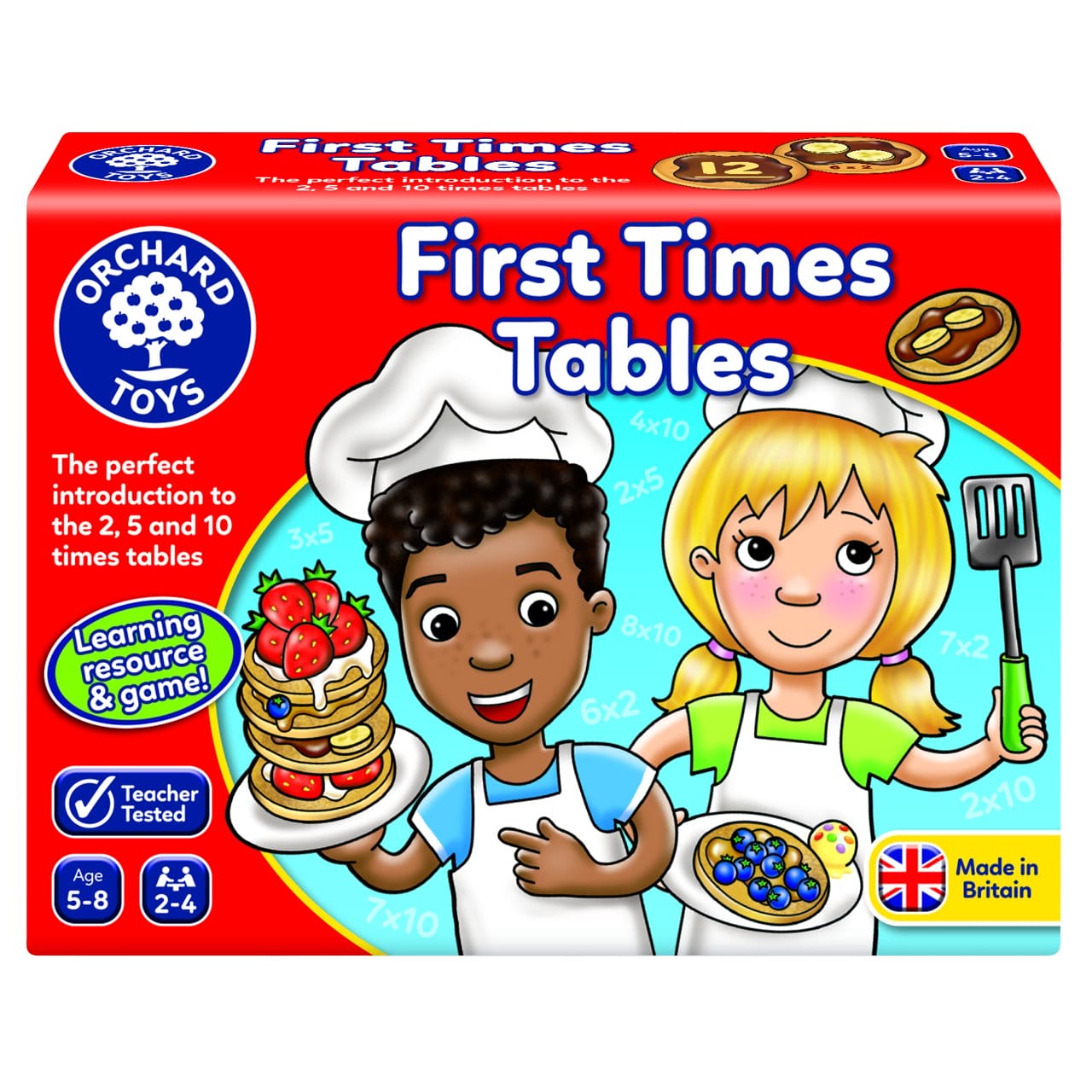 Jocuri litere si cifre - Joc educativ Tabla inmultirii pentru incepatori FIRST TIMES TABLES, Orchard Toys, 8-9 ani +