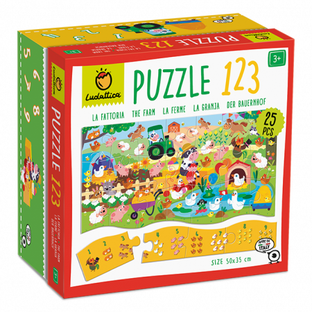 Jocuri litere si cifre - Puzzle 123 - Ferma, Ludattica, 3 ani+