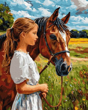 Dimensiune clasica 40x50cm - Set pictura pe numere, cu sasiu, Inima de cal, suflet de copil, 40x50 cm