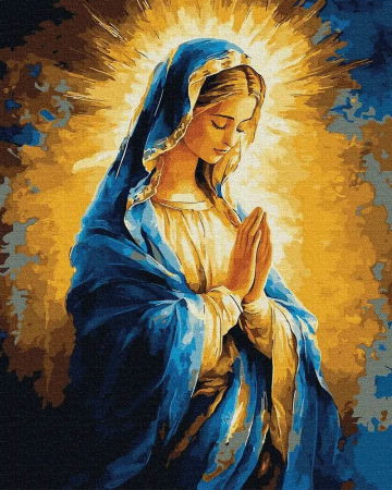 Aurii & metalizate - Set pictura pe numere, cu sasiu, Ruga Maicii, 40x50 cm