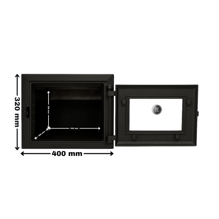 CUPTOR CU UȘĂ DIN FONTĂ 400 x 320 mm + TERMOMETRU 300 GRADE [2]