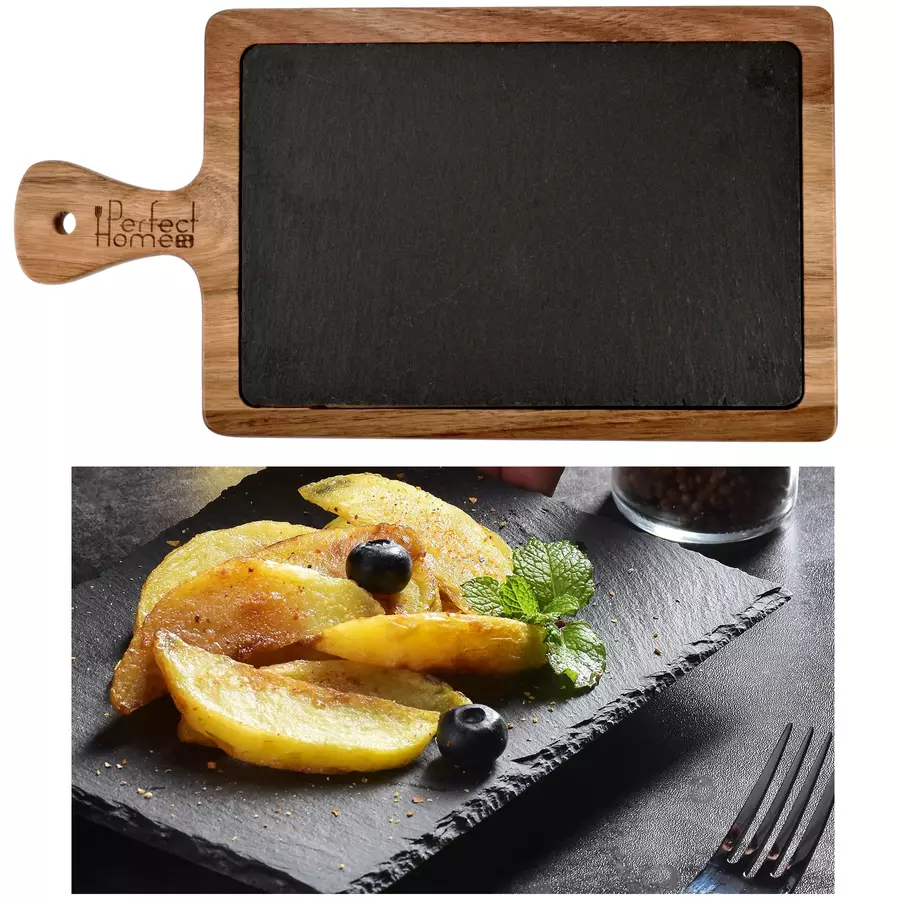 TAVA DE SERVIRE DIN ARDEZIE CU SUPORT DIN LEMN DE SALCAM 26*18cm [1]