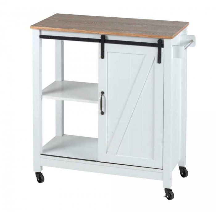 Mini bar alb cu 3 rafturi si usa, MDF si lemn, 80 x 88,5 x 40 cm, Wenko Country House 54130100 [2]