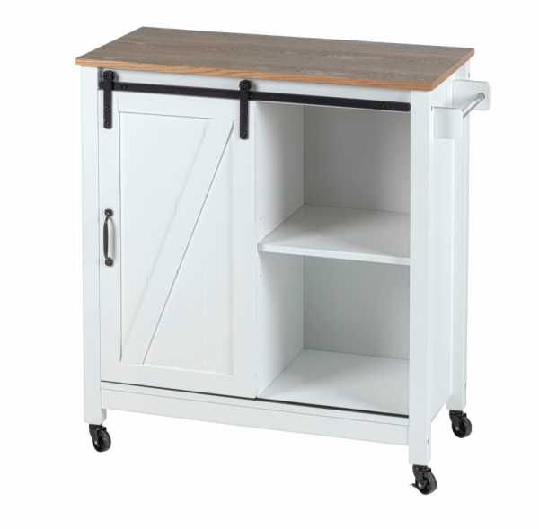 Mini bar alb cu 3 rafturi si usa, MDF si lemn, 80 x 88,5 x 40 cm, Wenko Country House 54130100 [3]