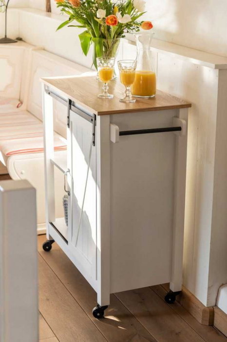 Mini bar alb cu 3 rafturi si usa, MDF si lemn, 80 x 88,5 x 40 cm, Wenko Country House 54130100 [8]