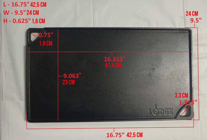 Plita din fonta cu 2 fete neteda si grill Lodge 42,5 x 24 cm L-DP3 [14]