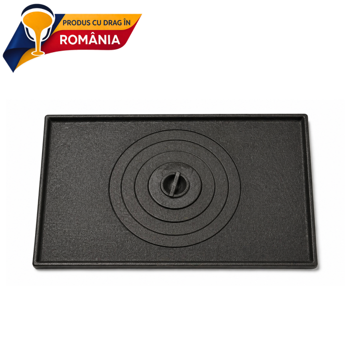 PLITĂ DIN FONTĂ CU UN OCHI ȘI BORDURĂ 550 x 395 mm [5]