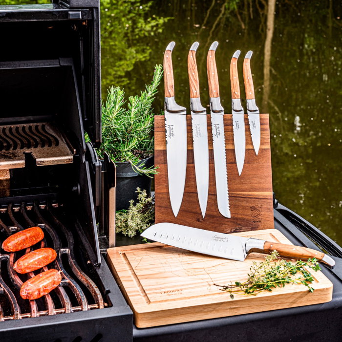 Set cutit Santoku si tocator din lemn Laguiole Style de Vie Luxury Line SANTOKUOLIJFPLANK [5]