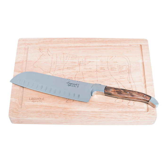 Set cutit Santoku si tocator din lemn Laguiole Style de Vie Luxury Line SANTOKUOLIJFPLANK [1]