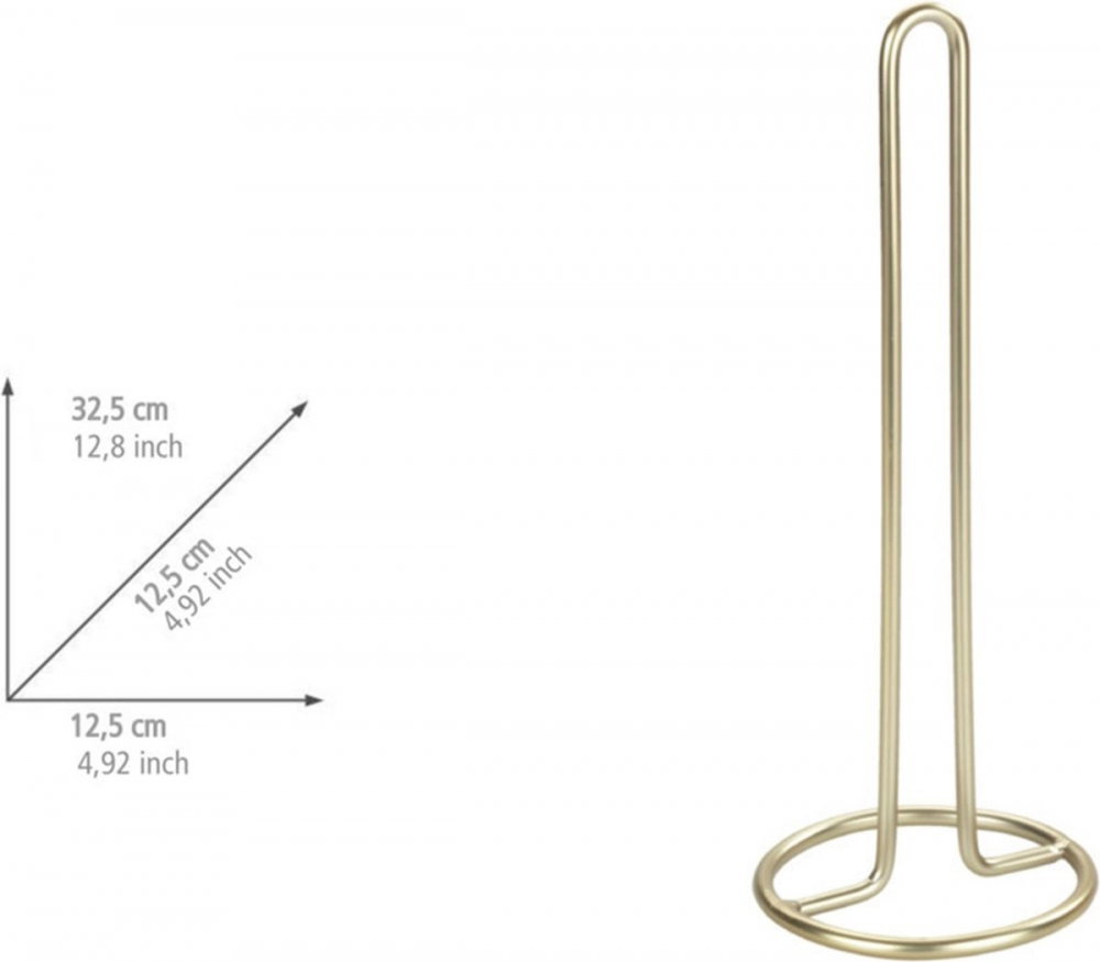 Suport prosoape de bucatarie Wenko Gina 32,5 cm inaltime diametru 12,5 cm auriu mat 53249100 [2]