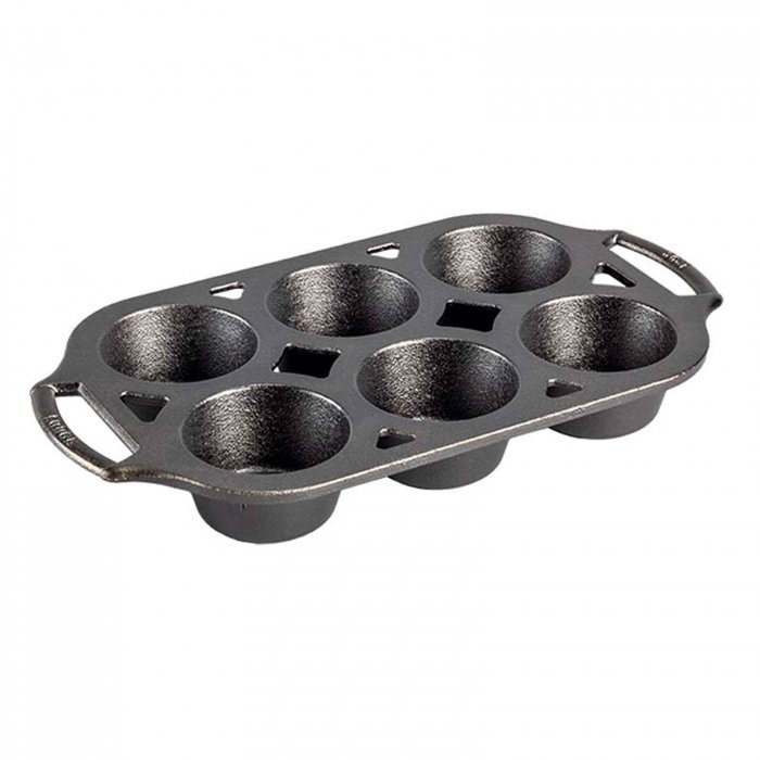 Tava din fonta cu 6 cupe pentru briose Lodge 32 x 18 cm L-BW6MFN [1]