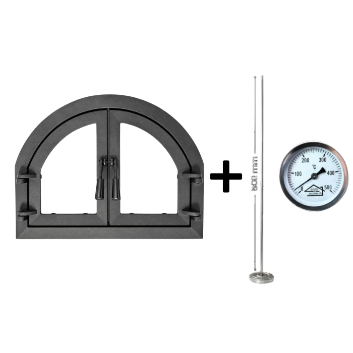 UȘĂ CUPTOR BARBEQUE CU DOUĂ DESCHIDERI + TERMOMETRU ZIDĂRIE CU TIJA DE 50 CM [2]