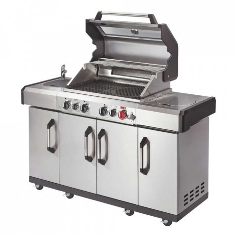 GRĂTARE PE GAZ - Bucatarie pe gaz, 4 arzatoare inox, arzator infrarosu, grile fonta, Enders Kansas II Pro 4 SIK Profi Turbo 871433