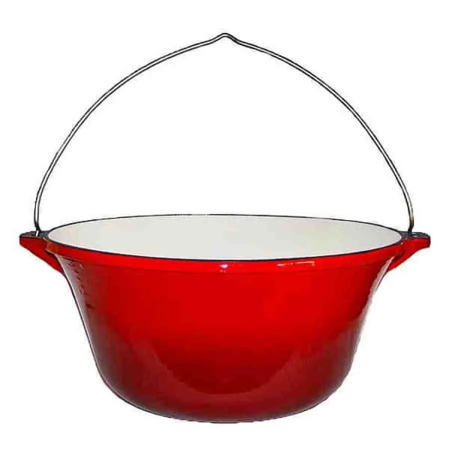 Vase pentru gătit din aluminiu - ceaun-de-fonta-emailat-30-litri-cu-toarta-rosu