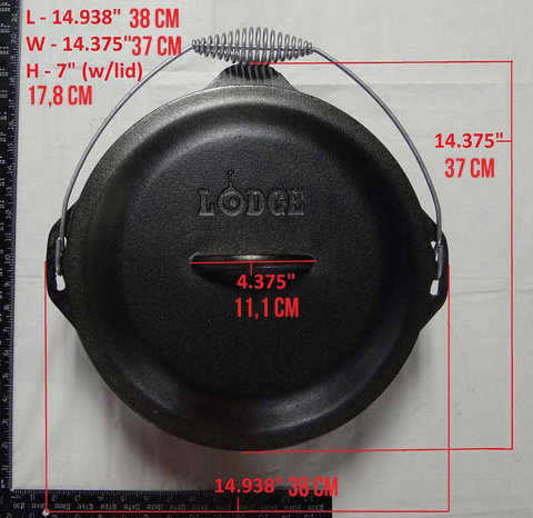 Ceaun din fonta cu capac - cuptor olandez Lodge 33 cm 8,5 litri L-12DO3 [17]