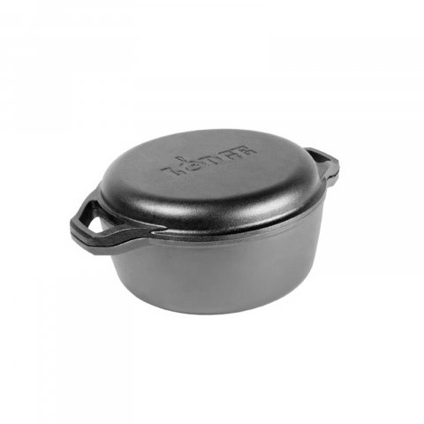 VASE DE GĂTIT - Ceaun din fonta cu capac tip tigaie grill - cuptor olandez Lodge 30,5 cm 5,6 litri L-C6DD