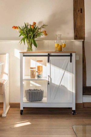 Mini bar alb cu 3 rafturi si usa, MDF si lemn, 80 x 88,5 x 40 cm, Wenko Country House 54130100 [6]