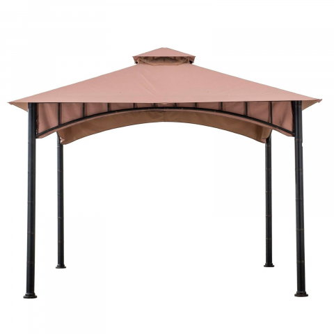 TIMP LIBER IN NATURA - Pavilion gazebo din otel pentru gratar cu copertina Sunjoy LAURO 340cm x 340cm negru/bej A101011900