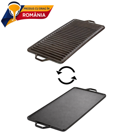 Vase de gătit din fontă România - PLACĂ REVERSIBILĂ DIN FONTĂ 500 x 220 mm