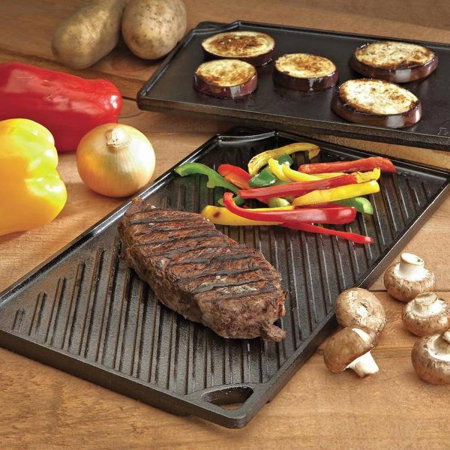 Plita din fonta cu 2 fete neteda si grill Lodge 42,5 x 24 cm L-DP3 [5]