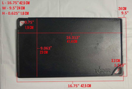 Plita din fonta cu 2 fete neteda si grill Lodge 42,5 x 24 cm L-DP3 [13]