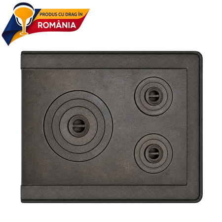 PLITE DIN FONTĂ - PLITĂ MICĂ 3 OCHIURI + RAMĂ 630 x 540 mm