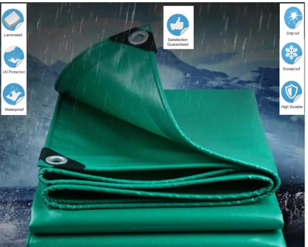 COPERTINE ȘI PRELATE - Prelata impermeabila cu inele 120 gr/mp dimensiune 6 x 8 m, verde