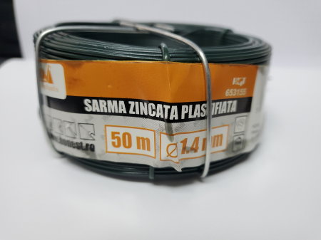 PLASE DE UMBRIRE/ ANTIGRINDINĂ - SARMA ZINCATA PLASTIFIATA 50 M DIAMETRU 1.4 mm