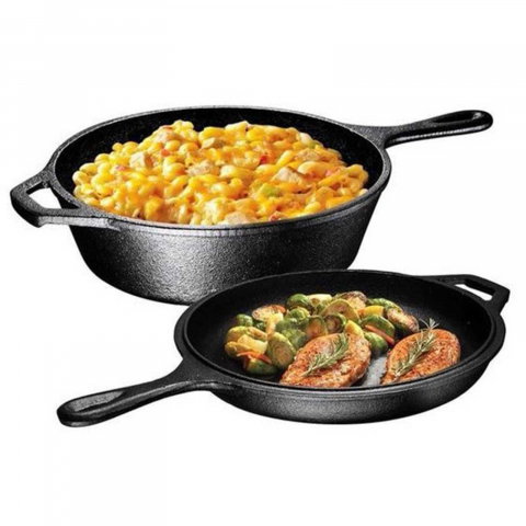 Set 2 tigai din fonta cu maner Lodge Combo Cooker 26 cm L-LCC3 [2]