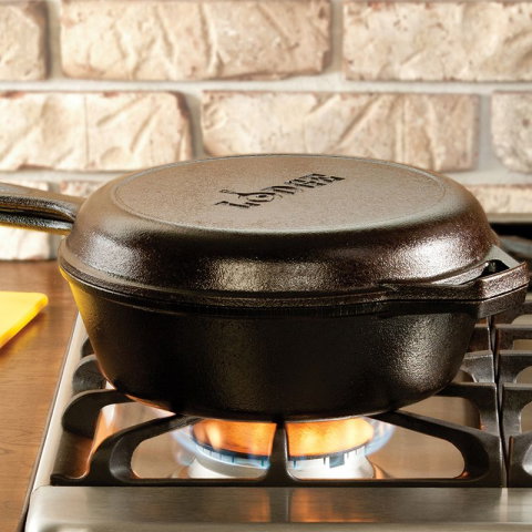Set 2 tigai din fonta cu maner Lodge Combo Cooker 26 cm L-LCC3 [8]