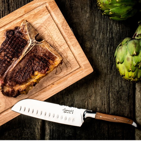Set cutit Santoku si tocator din lemn Laguiole Style de Vie Luxury Line SANTOKUOLIJFPLANK [3]