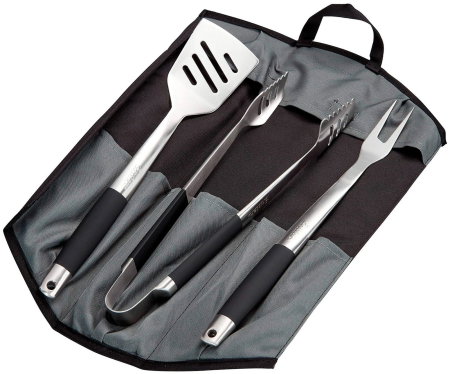 UZ GOSPODĂRESC - Set premium ustensile pentru gratar, contine cleste, furcutlita si spatula, include husa, Enders 8786
