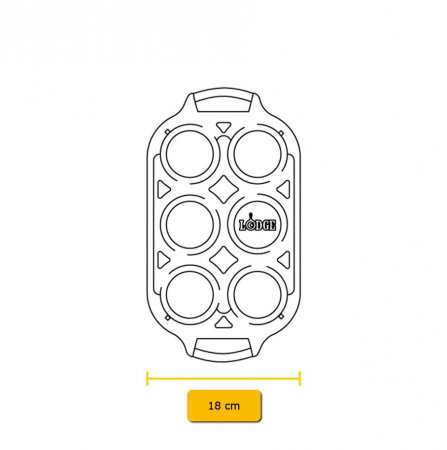 Tava din fonta cu 6 cupe pentru briose Lodge 32 x 18 cm L-BW6MFN [7]