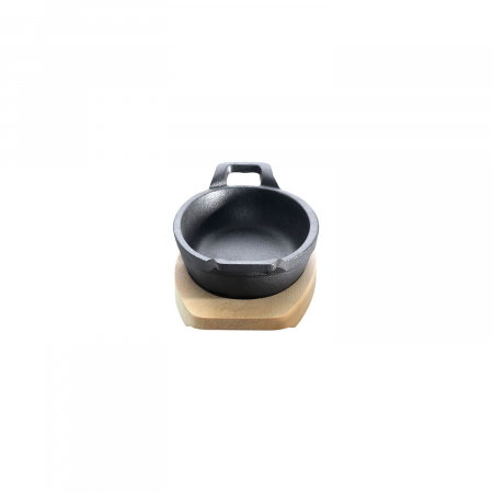 Tava ovala din fonta cu suport de lemn pentru servire 21 x 15,5 cm 0,75 litri ALL GRILL 9705 [3]