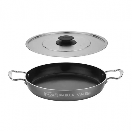 Vase pentru gătit din aluminiu - TAVA PAELLA CU CAPAC 28 cm ANTIADERENTA PENTRU GRATAR CADAC 8635