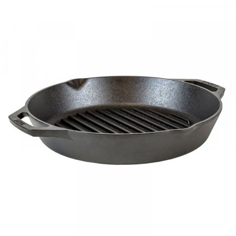 VASE DE GĂTIT - Tigaie grill adanca rotunda din fonta cu manere Lodge 30 cm L-10GPL