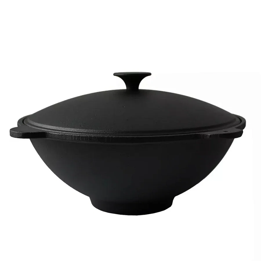 Vase pentru gătit din fontă - WOK DIN FONTA CU CAPAC DIAMETRU 51 cm