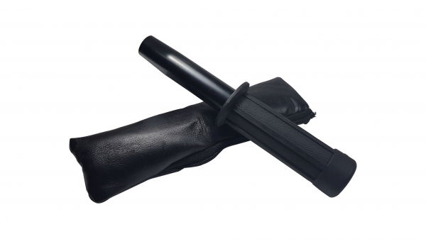 Set baston telescopic flexibil negru maner tip tonfa 47 cm + box,rozeta craniu negru [4]