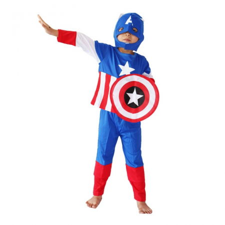 Costume si seturi pentru copii - Costum Captain America pentru copii, albastru, 100-110 cm, 3-5 ani