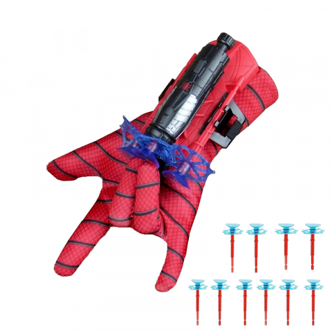 Accesorii costume copii - Manusa Spiderman pentru copii  cu zece ventuze, rosie, marime universala